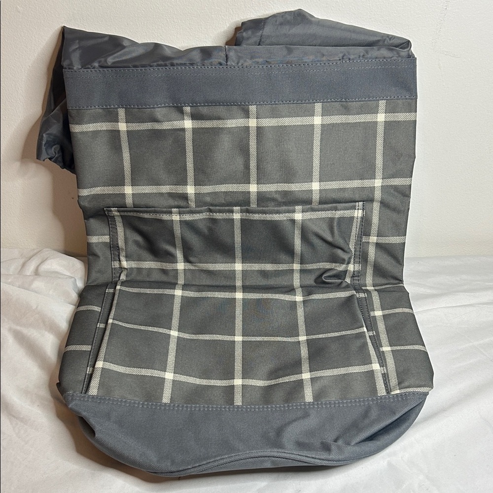 Thirty-One Gray Plaid laundry drawstring Storage bag